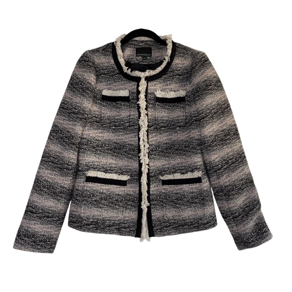 Cynthia Rowley Black and White Textured Blazer